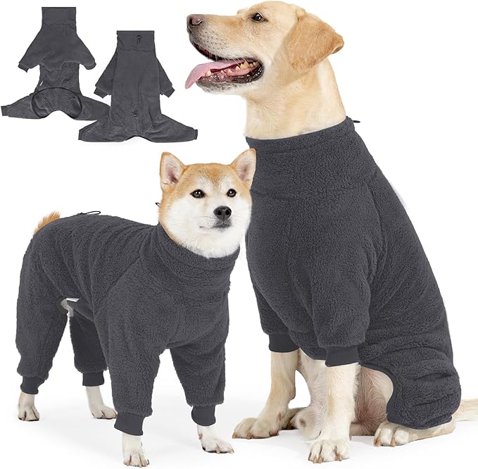 Fleece Dog Sweater for Small Medium Large Dog for Run Walk Sleep Pet Winter Jacket & Windproof Clothes Coat Large Grey