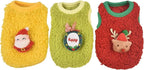FLAdorepet 3 Packs Christmas Teacup Dog Cat XXS Clothes for Chihuahua Yorkie,Winter Warm Fleece Puppy Pet Clothes Sweater Shirt Vest for Mini Newborn Extra Small Dogs (Christmas, XXS(Pet 1-2LBS))