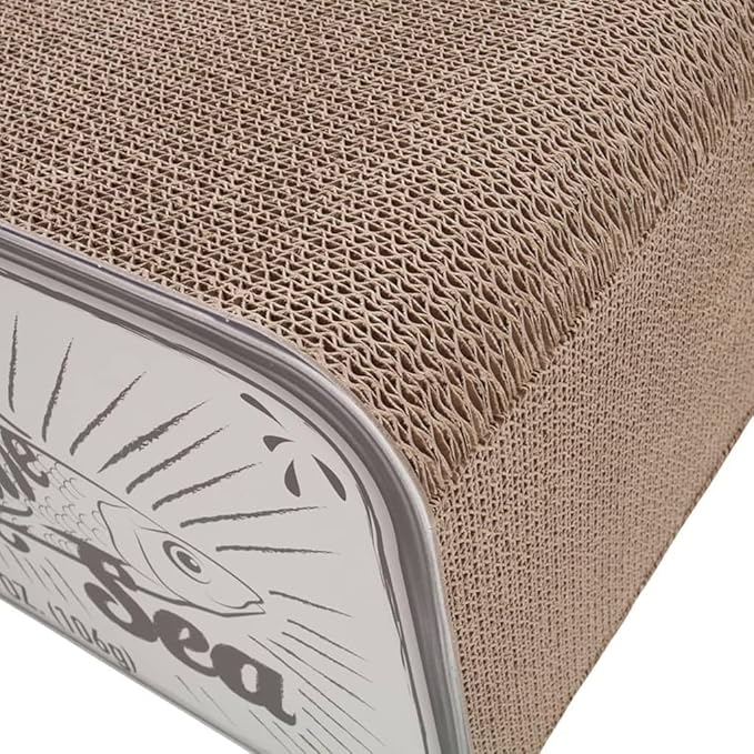 Sardine Cardboard Cat Scratcher, 60 x 30 x 30 cm, White