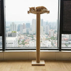 47.3'' Cat Tree Window Sill Perch with Tall Vertical Scratching Post Height-Adjustable Indoor Hammock Bed for Large Cats Suction Cup Climbing Tree Tower for Sunbathing & Bird Watching (Light Wood, M)