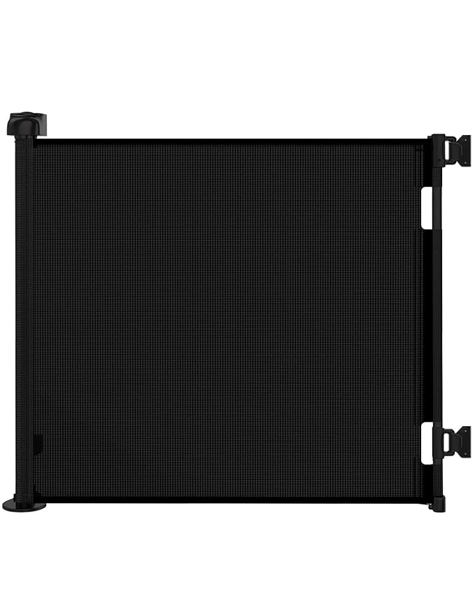 2PCS Retractable Baby Gates, Mesh Dog Gate for Doorways, 33.6" Tall, Expands to 55" Wide,Pet Safety Essential Fit for Baseboards, Wide Toddlers Gates for Hallways, Indoor & Outdoor,Black