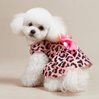 PUPTECK Print Dog Dress Pet Apparel with Cute Bowtie Puppy Clothes Outfit, Leopard Print, L