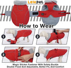 Lelepet Warm Dog Coat Waterproof Dog Jacket Reflective Fleece Vest with Adjustable Buckle Hook & Loop, Windproof Winter Jacket Dogs Coats for Small Medium Large Dogs, Red, XL
