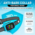 Tiny Bark Collar for Small Dogs 5-15 lbs and Puppies - No Shock Anti Barking Collar - Rechargeable Smart Collar for Dog Training with 7 Sensitivity Levels and 3 Beep&Vibration Modes (Blue)