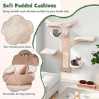 Tangkula Cat Wall Shelves, Wall Mounted Cat Tree Furniture with 4 Padded Platforms, Hammock, Sisal Scratching Mat, Removable & Washable Cushions, 5-Level Cat Climbing Steps for Wall