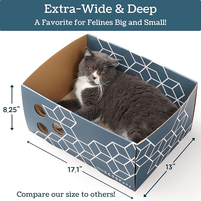 Cardboard Cat Scratcher, No-Mess Cat Scratcher Box with Refillable Double-Sided Cat Scratcher Pad for Indoor Cats