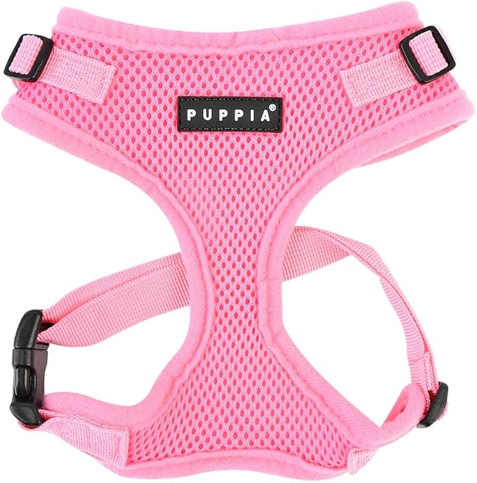Authentic Puppia RiteFit Harness with Adjustable Neck, Pink, Small