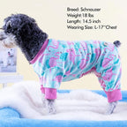 KYEESE Dog Pajamas Stretchy Pet Jammies Coat Comfy Pet Onesie Costume Velvet Dog Pajamas Small Sized Dogs Soft Dogs Clothes Pjs with Flamingo Pattern, Large
