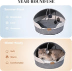CHEERPALS Cat Basket Bed for Indoor Cats, Covered Pet Bed with Washable Cushion and Ball Rope Cotton Bed for Medium and Large Cat, All Season Universal(Blue)