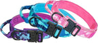 Hotsky Tactical Dog Collar, Adjustable Military Training Nylon Airtag Collar with Handle and Heavy Duty Metal Buckle for Medium Large Dogs, with Airtag Holder and Two Patches（Purple Camo,M）