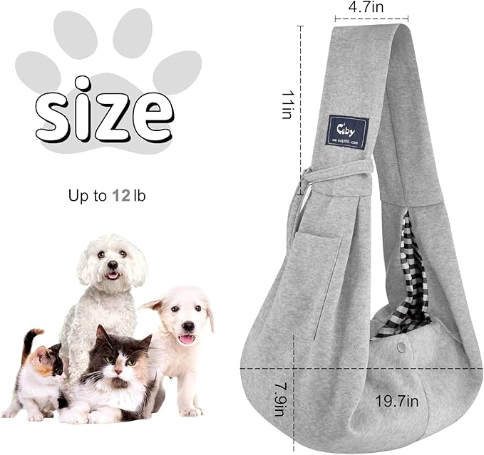 CUBY Dog and Cat Sling Carrier - Hands Free Reversible Pet Papoose Bag - Soft Pouch and Tote Design - Suitable for Puppy, Small Dogs Cats Outdoor
