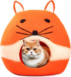 Luxurious Merino Wool Cat Cave - Foldable Hideaway Pod for Indoor Cats - Premium Felt Kitten Pet Enclosure - Covered Cat House for Ultimate Cozy Comfort by Woolygon (Fox)