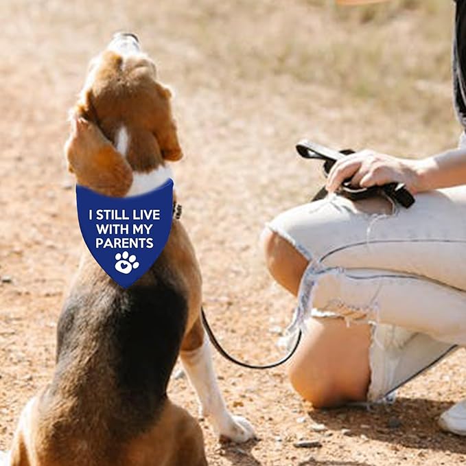 I Still Live with My Parents Dog Bandana Summer Funny Dog Bandana Puppy Bandanas for Dogs Triangle Photo Prop Pet Scarf Accessories for Dog Lovers Gift