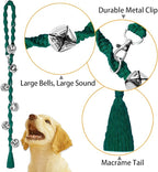 Dog Bells to Go Outside & Puppy Potty Training, Adjustable Dog Door Bell Ring to Go Potty, Handmade with Premium Yarn. Twisted Style, DarkGreen