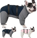 KOESON Four Legged Winter Coat, Warm Small Dog Jacket with Adjustable Buckles, Turtleneck Windproof Dog Fleece Jackets Reflective Fullbody Snowsuit Puffer Coat Blue Grey S