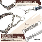 Martingale Collar with Chain,Adjustable Soft Durable Choke Collar for Medium Large XL No Pull Training Dog Collars-Leopard XL