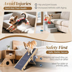 2026 Upgraded Dog Ramp for Couch & Low Bed, 33" L Folding Wood Pet Ramp 200LB Capacity, 4-Level Adjustable Height 11"-20", Non-Slip Sturdy Puppy Ramp for Small & Senior Dogs, Joint Relief, Wavy Design