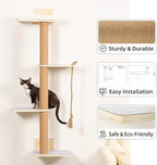 Wall Mounted Cat Tree,50 Inch Tall Wall Cat Tree,4 Tier Cat Climbing Wall Shelves with Scratcher Post for Indoor Cats Activity,Cat Wall Furniture with Soft Felt Pads & Cushion