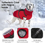 SUNFURA Dog Coat, Warm Dog Jacket with Harness Built in, Waterproof Pet Winter Coat Snowsuit with Zipper, Reflective Fleece Jacket for Extra Large Dogs, Weimaraner, Red XXL