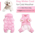 AOFITEE Dog Winter Coat, Waterproof Dog Jacket, Fullbody Dogs Winter Coat Snowsuit, Windproof Puppy Puffer Jacket Snow Suit with Legs, Pet Fleece Vest, Cold Weather Coats for Small Dogs, Pink XL