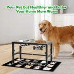 SHAINFUN Elevated Dog Bowls with Mat for Large & XLarge Dogs, Adjustable Height Raised Dog Bowl Stand with Two 68oz Bowls, Dogs Food Water Bowl Holder