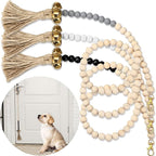 Jexine 3 Pcs Dog Bell for Door Potty Training Adjustable Wooden Beads Hanging Dog Door Bells for Puppy Training Doorbells to Ring to Go Outside Pet Supplies, Black, Gray, White