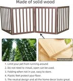 ZJSF Freestanding Indoor Dog Gate for House Foldable Wood Brown Puppy Gate for Doorways Pet Gate for Stairs Extra Wide Pet Fence 24" Height 4 Panels