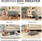 ROZKITCH Dog Winter Coat Soft Pullover Pajamas, Pet Windproof Warm Cold Weather Jacket Vest Cozy Jumpsuit Apparel Outfit Clothes for Walking Hiking Travel Sleep Stripe 2XL