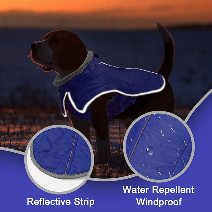Fragralley Dog Winter Coat, Waterproof Windproof Reflective Fleece Jacket with Harness Hole, Warm Snow Vest for Small Medium Large Dogs, Ideal Gifts