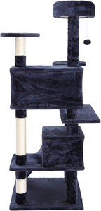 54 Inch Cat Tree Tower for Indoor Cats, Plush Multi-Level Cat Condo w/Padded Plush Perch,Scratching Post,Kittens Pet Play House,Blue