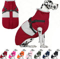 AOFITEE Dog Coat, Dog Christmas Sweater, Dogs Winter Coat with Harness Built in, Reflective Waterproof Pet Jacket with Furry Collar, Pet Snow Suit for Large Dogs, Doberman, Great Dane, XXXL