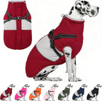 AOFITEE Dog Coat, Dog Christmas Sweater, Dogs Winter Coat with Harness Built in, Reflective Waterproof Pet Jacket with Furry Collar, Pet Snow Suit for Large Dogs, Doberman, Great Dane, XXXL