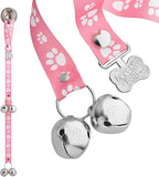 PoochieBells Dog Doorbell, Dog Potty Training Bells, Dog Safe USA-Made w/Perfect Sound,Dog Trainer Approved, Housetraining Made Easy & Quick, Sig Tracks Pink