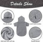 KOOLTAIL Dog Hoodie for Large Medium Small Dogs, Soft and Warm Pet Sweater with Leash Hole and Pocket Boy Girl, Puppy Fall Winter Jacket Clothes, French Pitbull Cold Weather Coat Sweatshirt, Grey L