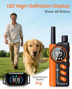 2-in-1 Bark & Shock Collar - Color Screen Dog Training Collar with Beep/Vibration/Shock/Anti Bark 4 Modes, 3300FT E Collar with Remote for Small to Large Dogs (8-120lbs), IP67 Waterproof Rechargeable