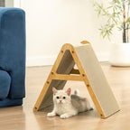 A-Frame Cat Scratcher Vertical & Horizontal Scratching pad for Multiple Cats, Double-Sided Scratch & Lounge Cardboard, Reclaimed Wood Look, Easy Assembly