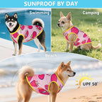 KYEESE 2Pack Dog Shirt, Lightweight Sun Protection Dog T Shirts for Small Dogs Girl, Breathable Mesh Tank Top Sleeveless Pet Reflective Vest, Soft Summer Dogs Clothes, Strawberry+Rose Red, M