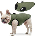 SCENEREAL Winter Dog Vest Coat with Built-in Harness, Warm Puppy Jacket for Small & Medium Dogs, Cold Weather Coat with Zipper, Fleece Puffer Vest Windproof Snow Clothes