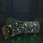 LUCKITTY Cat Tube Tunnel with Plush Ball Toys Collapsible Self-Luminous, for Cat Small Pets Bunny Rabbits, Kittens, Ferrets,Puppy and Dogs Grey Moon Star 3 Way