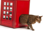 The British Red Telephone Booth Cat House Features a Flag Teaser Wand for Cats