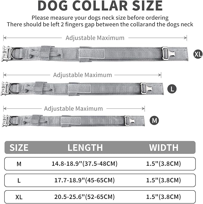 COOYOO Dog Collar,3 Piece Set Tactical Dog Collars, Adjustable Military Training Nylon Dog Collar with Control Handle and Heavy Metal Buckle for Medium and Large Dogs