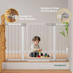 Cumbor 29.7–51.5" Extra Wide Baby Gate for Stairs, Pressure-Mounted Dog Gates for Doorways & Hallways, Auto-Close Walk-Through, No-Trip Design, Child Proof Safety, Dog/Pet Gate for Indoor Use, Silver
