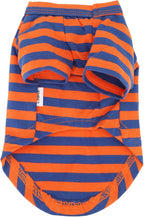 LOPHIPETS 100% Breathable Cotton Striped Dog Tee Shirt T-Shirt for Small Dogs Teacup Chihuahua Yorkie Puppy Clothes -Orange and Blue Strips/S