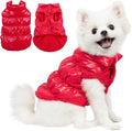 AOFITEE Dog Coat, Small Dog Coat Winter, Waterproof Dogs Jacket, Warm Fleece Dogs Snowsuit Pet Puffer Jacket, Windproof Pet Fleece Vest, Female Male Pets Coats Snow Jackets, Christmas Red, L