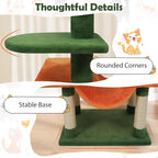 Tangkula 58 Inch Cat Tree Tower, Multi-Level Cat Tower with Sisal Scratching Posts, Padded Top Perch, Condo & Hammock, 3 Hanging Balls, Jumping Platforms for Indoor Cats (Green & Orange)