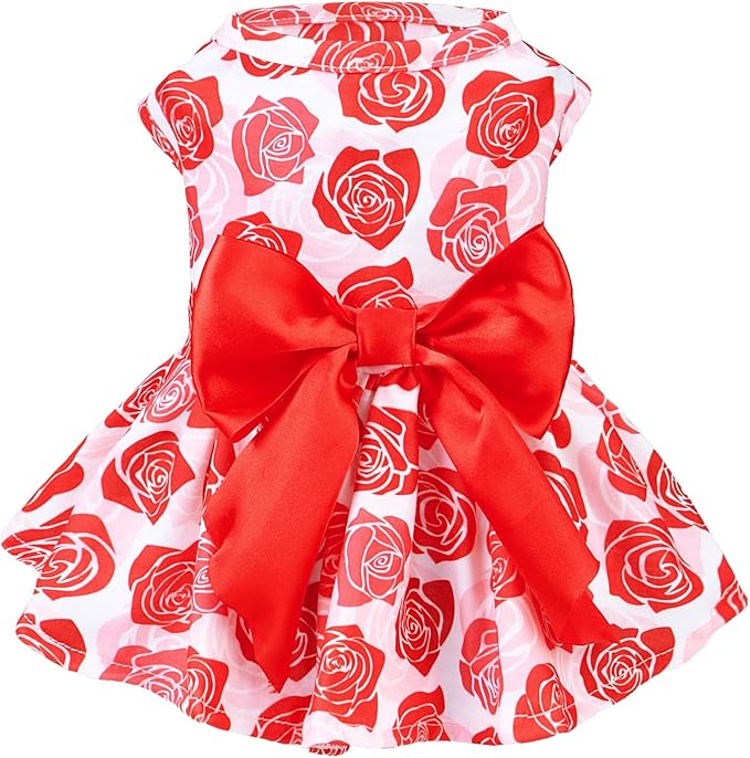 PUPTECK Dog Wedding Dress Outfit Puppy Cute Small Dogs Clothes,Rose,M