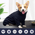 ROZKITCH Dog Pajama with Leg Warmers, Pet Windproof Warm Cold Weather Jacket Vest Cozy Jumpsuit Apparel Outfit Clothes for Large Giant Dog Walking Hiking Sleep Blue 4XL