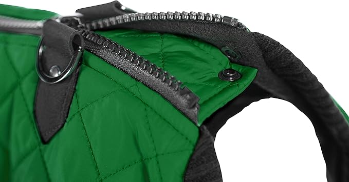 Gooby Fashion Vest Dog Jacket - Green, Large - Warm Zip Up Dog Bomber Vest with Dual D Ring Leash Water Resistant for Small to Medium Dogs