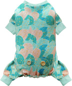 KYEESE Dog Pajamas Soft Dogs Clothes Pet Coat Velvet Dog Pajamas Small Sized Dogs Comfy Doggie Jammies Onesie Stretchy Doggie Pjs Pet Costume with Cactus Pattern, Small