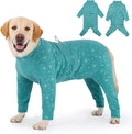 Dog Coats Autumn Winter Jumpsuit for Large Medium Dogs, Warmer Recovery Suit Polar Fleece Dog Bodysuit Lightweight Pajamas Pullover Stretchy Onesie Four-Legged Cold Weather Clothes (3XL, Green)